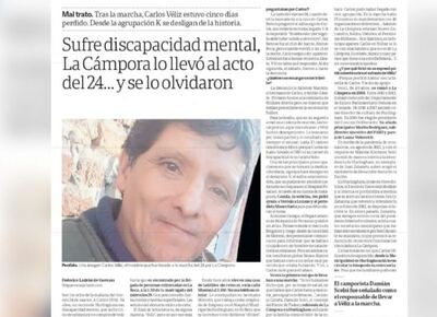 Carlos Véliz, el grave caso del hombre con discapacidad perdido por responsabilidad de La Cámpora de Hurlingham
