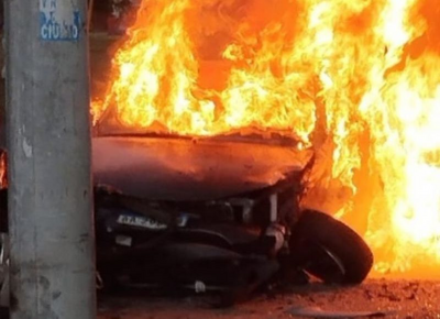 Choque e incendio en La Plata deja un muerto y un herido