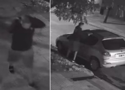 VIDEO | Insólito robo en La Plata: dos ladrones roban el techo de un auto en segundos