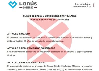 Polémica en Lanús: Julián Álvarez destinará más de $128 millones en medallas para empleados municipales