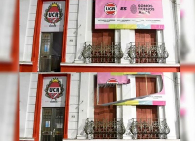 Rompieron los banners de Somos Buenos Aires en la sede cercana a Plaza Rocha