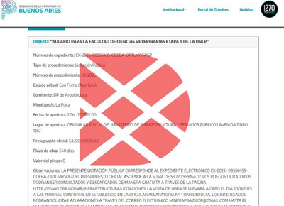 Escándalo de sobreprecios: Desde provincia lanzan licitación de $3.220 millones para el Aulario de la Facultad de Ciencias Veterinarias Etapa II de la UNLP