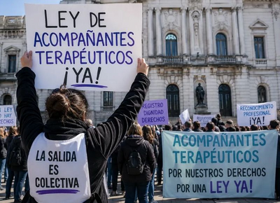 Los acompañantes terapéuticos marcharon en La Plata para exigir la aprobación de la ley que regula la actividad