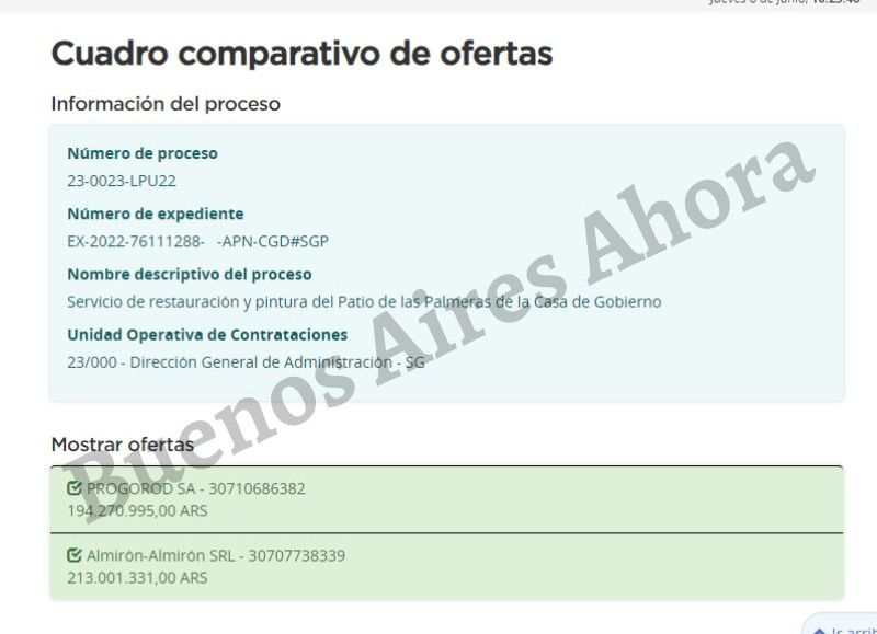 Polémica licitación para pintar el Patio de las Palmeras en medio de la crisis económica: gastarán 200 millones de pesos