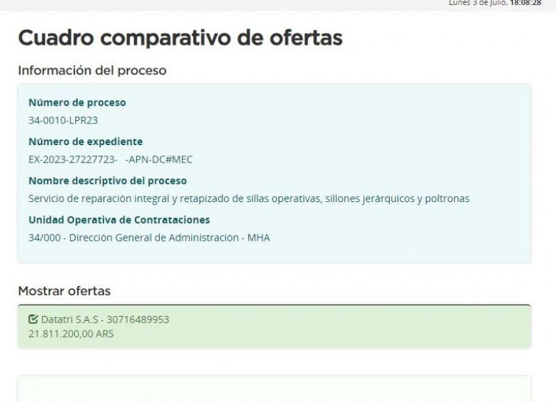 Con la economía a pique, Nación gasta 21 millones de pesos en reparar las sillas de su despacho