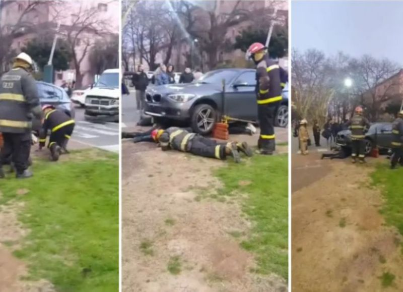 Impactante choque en pleno centro de La Plata: un auto terminó sobre un joven