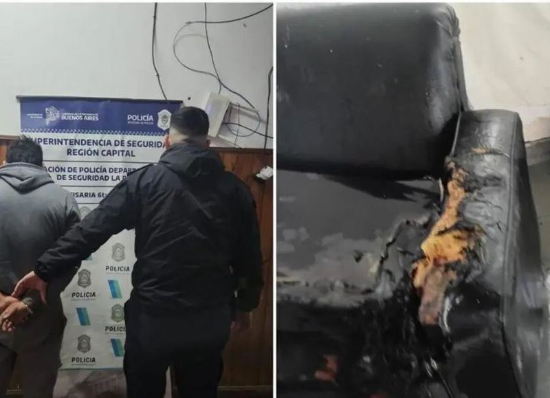 Retuvo a su pareja, le tiró agua hirviendo y prendió fuego un sillón
